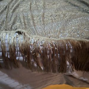 Eyeshadow long summer vest with fringes. Size one size fits all. Pure black